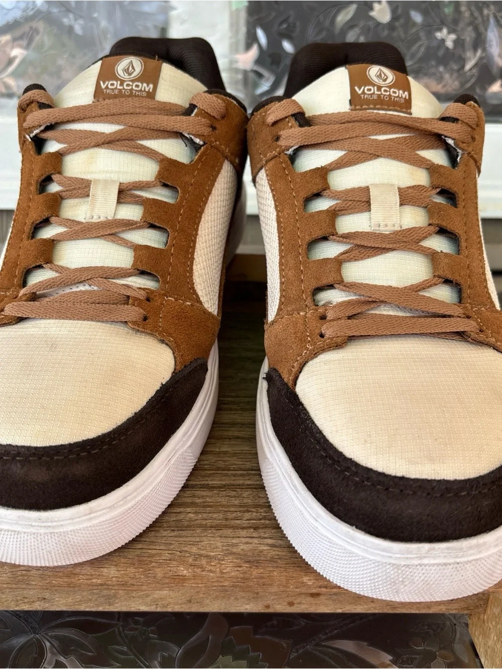 Volcom Men workwear Comp toe Sneakers in Brown and Cream with Dark Brown Accents